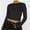 Black, variant on Womens Long Sleeve T Shirts Basic Scoop Neck Crop Tops Casual Slim Fitted Clothes Thermal Tee