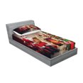 thumbnail image 2 of Santa Fitted Sheet & Pillow Sham Set, Old Santa Claus Sitting at Home at Christmas Night Reading a Letter near the Tree, Decorative Printed 4 Piece Bedding Decor Set, Twinxl, Multicolor, by Ambesonne, 2 of 3