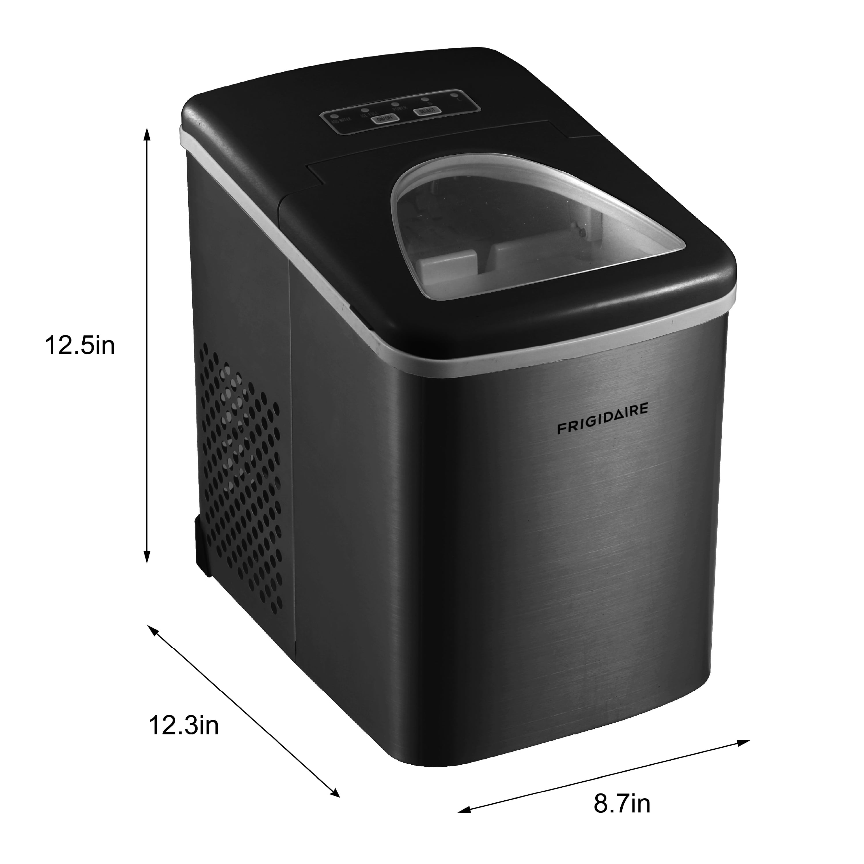 Frigidaire 26 lb. Bullet Ice Maker, Countertop Ice Machine with LED Control Panel, Black Stainless Steel