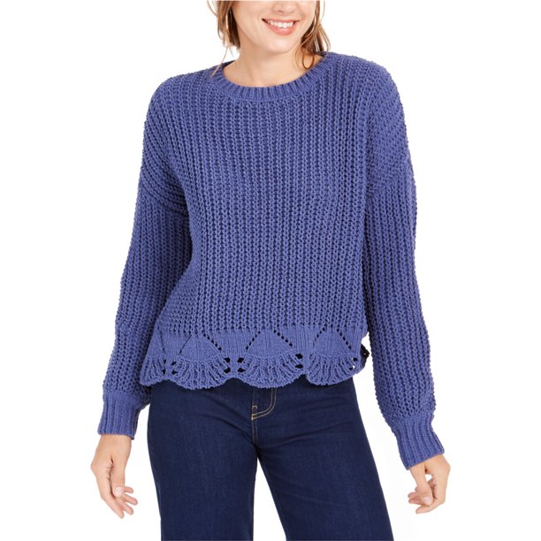 Wynter suéter festoneado de chenilla mate festoneado para mujer, azul, grande