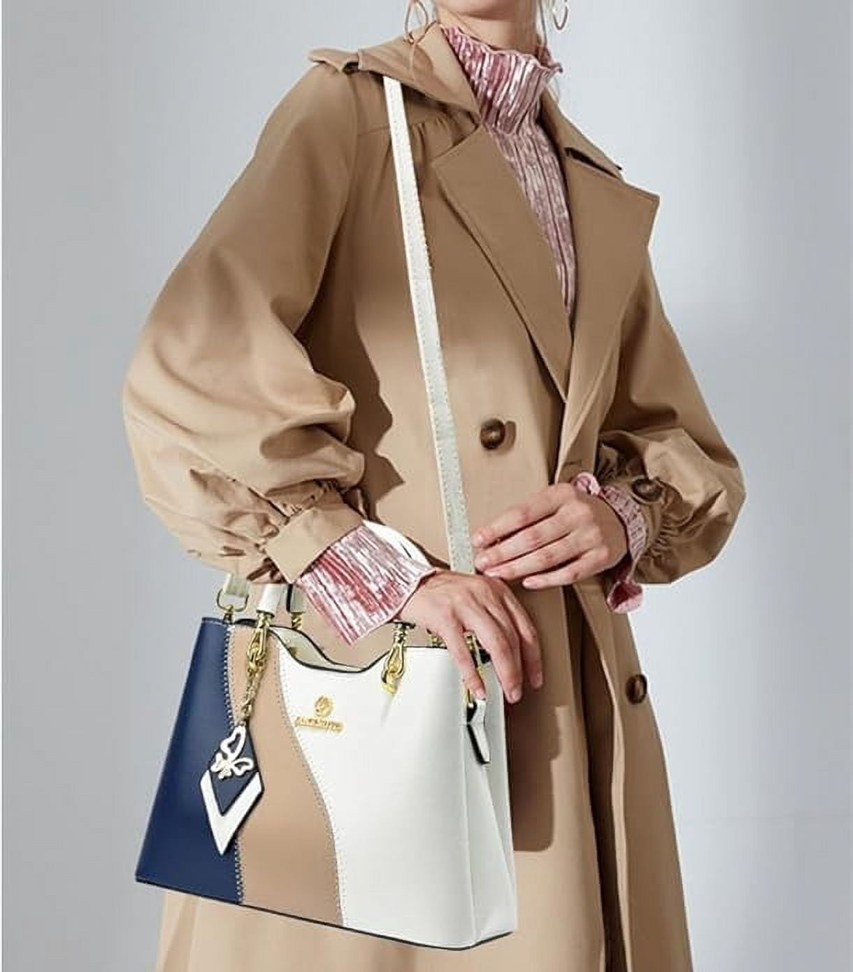 3 Zippered Compartments Purses and Handbags for Women Top Handle Satchel Shoulder Ladies Bags