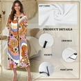 thumbnail image 6 of Xoenoiee Hippie Daisy Print Women Zipper Robe Long Sleeves Loungewear Dress Full Length Sleepwear Pockets Housecoat Nightgown Long Bathrobe, S, 6 of 7