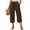 QQ139_Brown, variant on Capri Pants for Women Summer Loose Palazzo Wide Leg Trousers Drawstring Casual Flowy Pull On Capris with Pockets Light Gray S