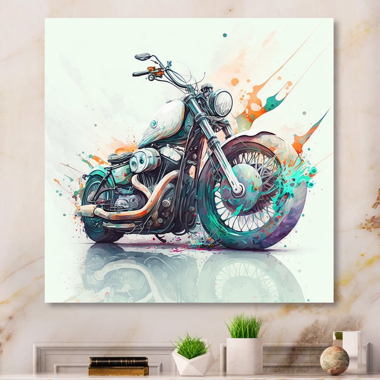 RYOL Motorbike Vibes ファインアートジークレープリント Designart Modern Vibrant Motorcycle Canvas Wall Art - Walmart.com