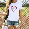 thumbnail image 4 of Cadeau de Saint-Valentin pour Femmes Mode Imprimé Col Rond Manches Courtes T-shirt Blouse Hauts Amples, 4 of 5
