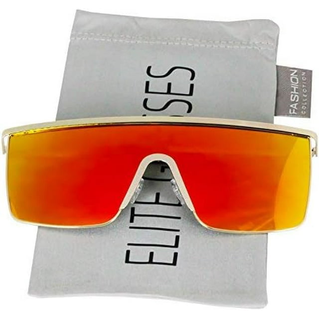 GFDYREE Oversized Flat Top Square VINTAGE RETRO SHIELD VISOR Style Aviator SUNGLASSES