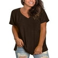 thumbnail image 2 of Holzkary Oversized Tshirts for Women Workout Plus Size Tops V Neck Short Sleeve Gym Shirts Casual Loose Fit Basic Tees Plus Size V Neck T Shirts Tops Summer Tshirts Loose Fit Tee Coffee 4Xl, 2 of 5