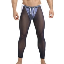 Wyobmus Men's Stretch Slim Leggings Skinny Yoga Pants Mesh Breathable Tights Blue