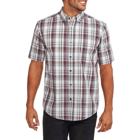 George - Men's Short Sleeve Plaid Woven Shirt - Walmart.com