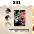 thumbnail image 2 of Framed Canvas Art Wall Decor Canvas Prints Pictures Wall Art,Beautiful Zebra With Colorful Tropical Flowers On Black Background Artwork for Home Decor, Living Room, Office-12x16 Inches, 2 of 4