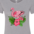 thumbnail image 4 of Inktastic Flamingo with Tropical Flowers Women's T-Shirt, 4 of 5
