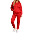 thumbnail image 2 of Dwellite Women's 2 Piece Outfits Fall Sweatsuits Oversized Hoodies Wide Leg Sweatpants Tracksuits Lounge Matching Sets Red M, 2 of 7