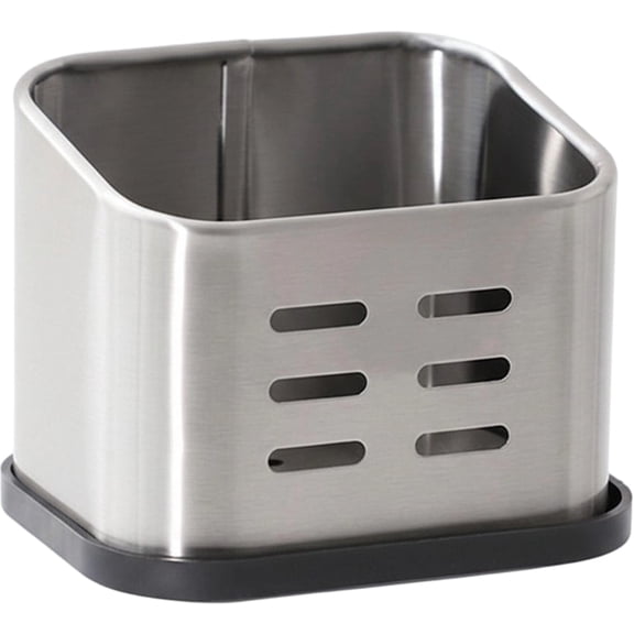Vjnyvs Stainless Steel Sink Caddy Trendy Kitchen Sink Organizer for Countertop Sponge Holder & Brush Dish Holder with Drain Tray