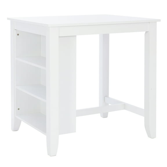 Linon Nico Wood Counter Height Wood Space Saving Table 3 Shelves in White Paint