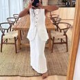 thumbnail image 3 of Chbgutlmr Women's 2 Piece Skirt Set Cotton Linen Button down Sleeveless Vest High Waist Dresses Sets, 3 of 5