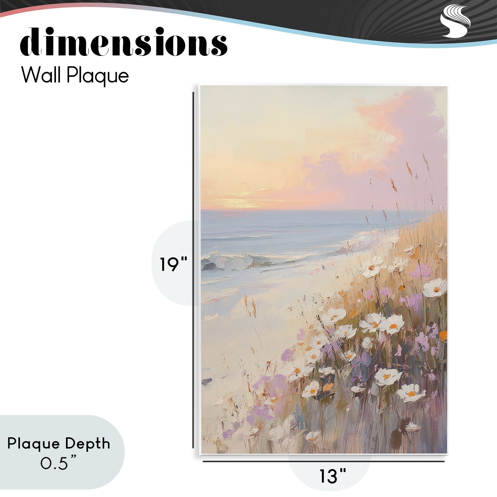 Stupell Industries Pastel Sunset Wildflowers By Sea Wall Plaque Art, design by Sisi and Seb