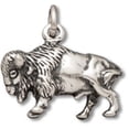 thumbnail image 1 of Sterling Silver 18" 1mm 3D Detailed Standing North American Buffalo Or Bison Pendant Necklace, 1 of 2