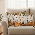 thumbnail image 2 of Orange Yellow Pumpkin Fall Outdoor Waterproof Pillow Covers, Thanksgiving Botanical Rustic Leaves Decorative Rectangle Throw Pillowcase Sofa Cushion Sham for Patio/Couch/Chair, 20"x12" 2 Pack, 2 of 8