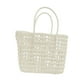 thumbnail image 5 of Bolso de mano tejido para mujer, de gran capacidad, elegante y portátil, para vacaciones. Blanco, 5 of 9
