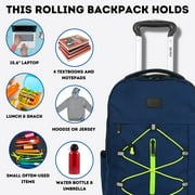 J World Lash Laptop Rolling Backpack (19 inch), Navy/Green