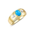 thumbnail image 4 of RYLOS Men's Rings 14K Yellow Gold Classic 8X6MM Oval Gemstone &  Diamond Ring Turquoise December Birthstone Rings For Man Gold Rings Size 13, 4 of 8
