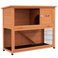 thumbnail image 1 of PawHut Wooden Rabbit Hutch with Trays, Ramp, Asphalt Roof, 1 of 10