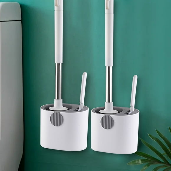 Brosse de Toilette, Ensemble de Brosse de Cuvette de Toilette, Poignée Antidérapante, Monté au Mur/au Sol