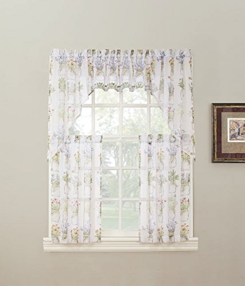 No. 918 Evesgarden Semi-Sheer Rod Pocket Kitchen Curtain Valance, 54"x14", White