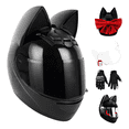 thumbnail image 3 of Casco Moto Mujer Con Orejas De Gato negro talla L Malubero Negro, 3 of 5