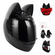 thumbnail image 3 of Casco Moto Mujer Con Orejas De Gato negro talla L Malubero Negro, 3 of 5
