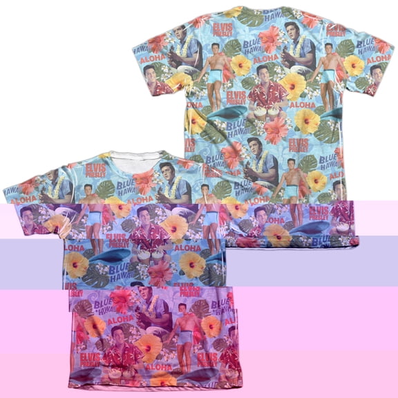 Elvis Presley Surf's Up (Front/Back Print) Sublimated T-Shirt White