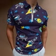 thumbnail image 2 of Outer Space Men Zipper T-shirt Summer Casual Short Sleeve T-shirt Top, 2 of 7