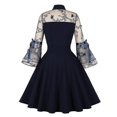 thumbnail image 2 of Vestido de fiesta de noche con bola Rockabilly vintage de manga larga de malla para mujer-e, 2 of 3
