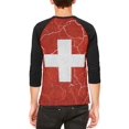 thumbnail image 2 of Distressed Swiss Flag Mens Raglan T Shirt, 2 of 2