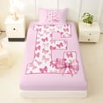 thumbnail image 4 of Erosebridal Bow Letter E Twin Sheet Sets for Girls, Pink Initial Ribbon Bedding, 3-Piece, 4 of 6