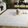 thumbnail image 3 of SAFAVIEH Rumi Barrett Striped Polyester Shag Area Rug, Light Gray/Ivory, 8' x 10', 3 of 8