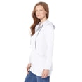 thumbnail image 3 of Woman Within Plus Size Zip Front Hoodie Jacket Long Oversized Fleece Jacket, 3 of 6