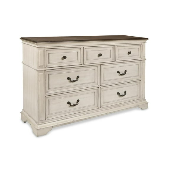 New Classic Furniture Anastasia 7-Drawer Solid Wood Dresser in Antique White