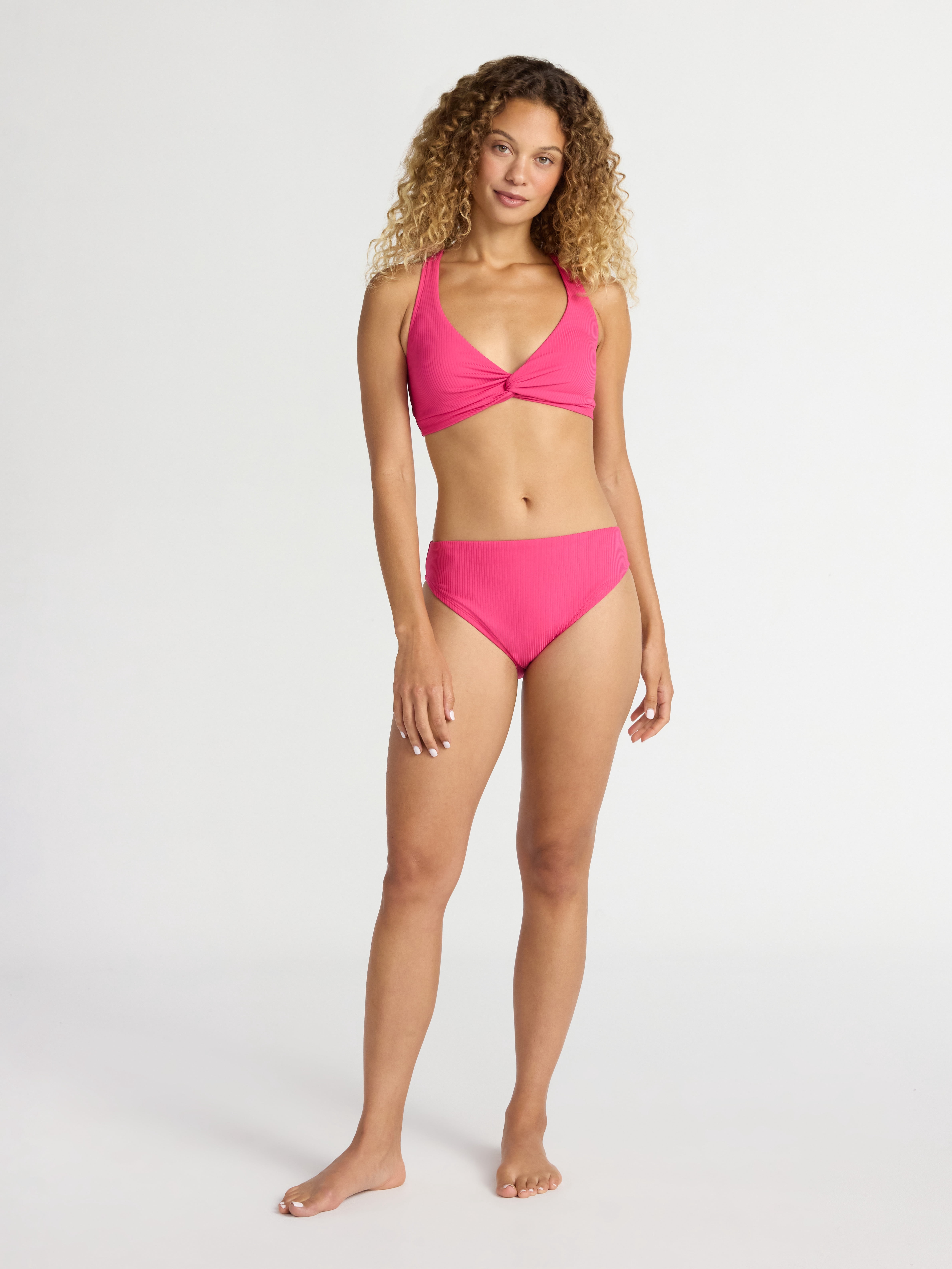 Time and Tru Women’s and Women's Plus High Cut Mid Rise Bikini Bottoms, Sizes XS-2X