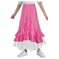 thumbnail image 3 of TiaoBug Kids Girls Polka Dots Layered Ruffle Flamenco Skirt Spanish Folklorico Gypsy Full Circle Dance Skirts Hot Pink 16, 3 of 7