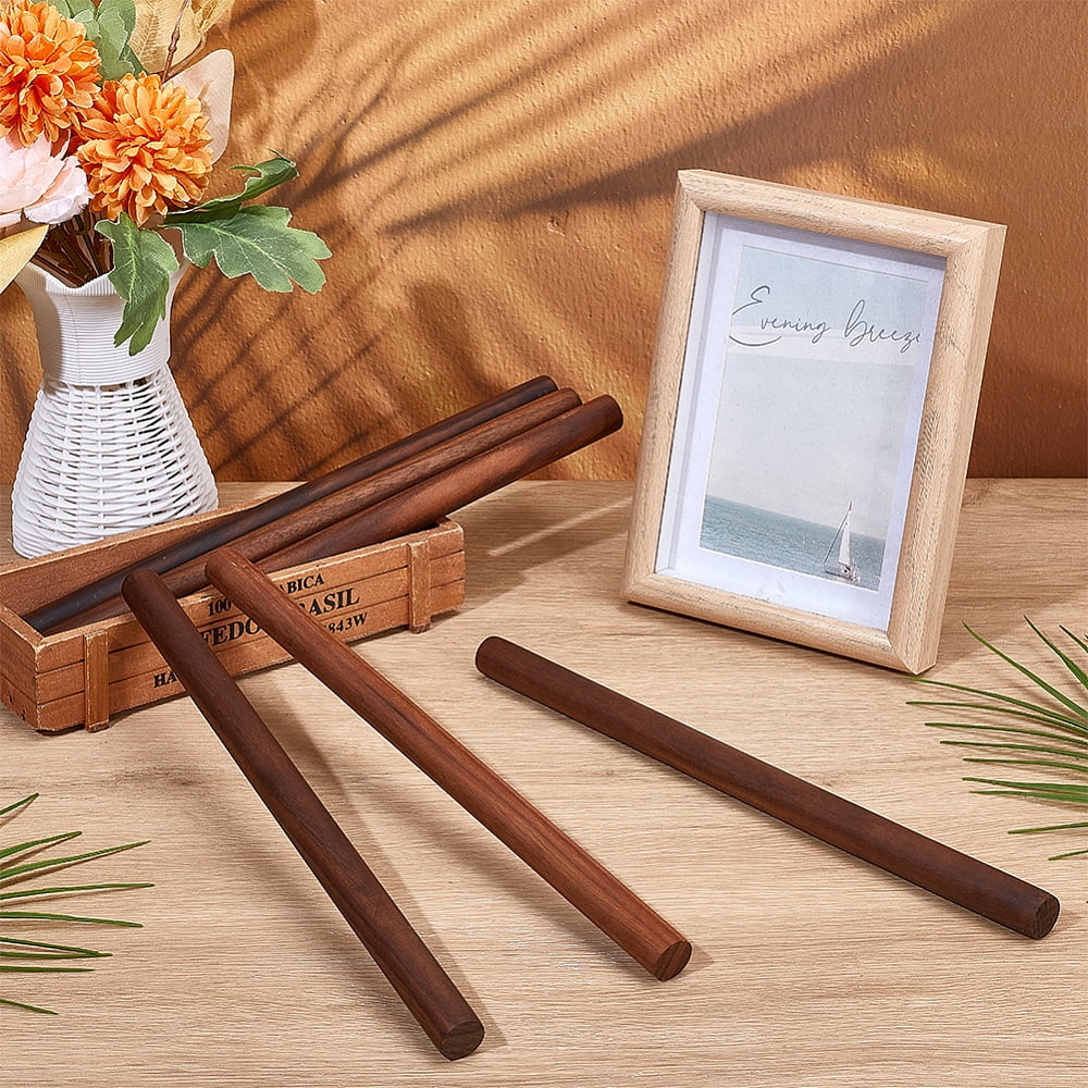 Waxed Round Wooden Sticks Dowel Rods for Toy Building Model Material Macrame Craft Supplies Coconut Brown 300x18mm 6pcs