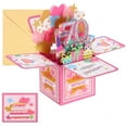 thumbnail image 1 of Tarjeta de cumpleaños 70 de Uxcell, tarjeta de cumpleaños emergente con tarjeta de saludo y sobre para mujeres y amigas, rosa, 1 of 6