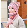 thumbnail image 4 of ER Gorro de invierno para mujer, conjunto de bufanda circular peruana, orejeras de esquí brillar Electrónica, 4 of 5