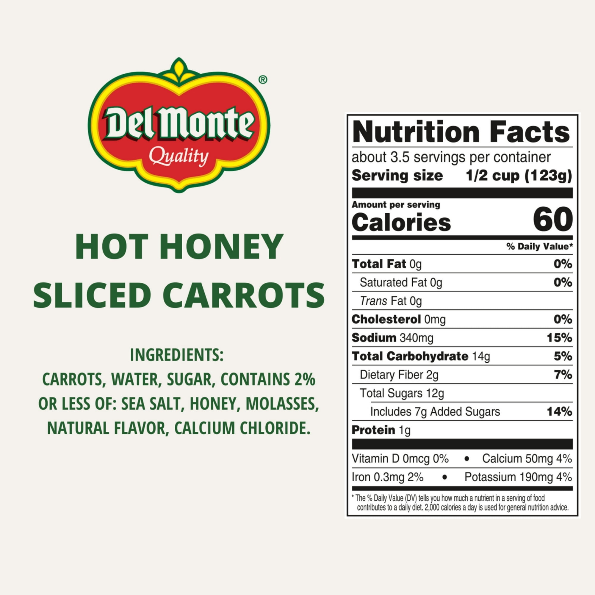 Del Monte Hot Honey Flavored Sliced Carrots, Canned Vegetables, 14.5 oz. Can (Pack of 4)