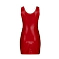 thumbnail image 6 of Vivianyo HD Womens Latex Mini Dress Faux Leather Bodycon Sexy Club Dresses for Women Red, 6 of 7