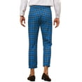thumbnail image 3 of INSPIRE CHIC Plaid Dress Pants for Men's Slim Fit Houndstooth Cropped Pants 36 Blue, 3 of 5