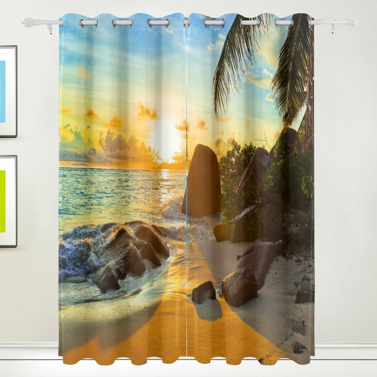 POPCreation Tropical Beach At Sunset Window Curtain Blackout Curtains ...