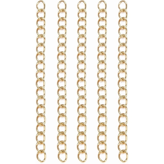 10Pack 304 Stainless Steel Gold Plated Lobster Clasp Chain Extenders for Necklaces Bracelets Anklets More