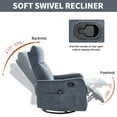 thumbnail image 5 of PAPROOS Rocker Recliner with Massage and Heat, Fabric 360°Swivel Rocker Recliner, Glider Rocking Chair for Nursery, Small Manual Recliner with Side Pocket for Home Theater Living Room, Blue, 5 of 10