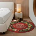 thumbnail image 3 of Red Christmas Round Rug 3ft Washable Circle Entryway Rugs Non Slip Winter Xmas Pine Branches Cone Balls Area Rug Indoor Floor Carpet for Bedroom Kitchen Living Room Home Office Dining Room Nursery, 3 of 8